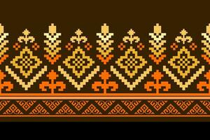 Nature vintages cross stitch traditional ethnic pattern paisley flower Ikat background abstract Aztec African Indonesian Indian seamless pattern for fabric print cloth dress carpet curtains and sarong vector