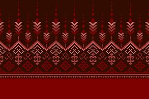 Red traditional ethnic pattern paisley flower Ikat background abstract Aztec African Indonesian Indian seamless pattern for fabric print cloth dress carpet curtains and sarong vector