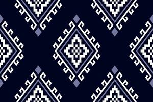 Indigo navy blue geometric traditional ethnic pattern Ikat seamless pattern border abstract design for fabric print cloth dress carpet curtains and sarong Aztec African Indian Indonesian vector