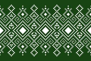 Green Cross stitch colorful geometric traditional ethnic pattern Ikat seamless pattern border abstract design for fabric print cloth dress carpet curtains and sarong Aztec African Indian Indonesian vector