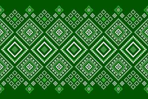 Green Cross stitch colorful geometric traditional ethnic pattern Ikat seamless pattern border abstract design for fabric print cloth dress carpet curtains and sarong Aztec African Indian Indonesian vector