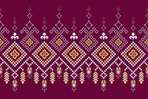 Pink Cross stitch colorful geometric traditional ethnic pattern Ikat seamless pattern border abstract design for fabric print cloth dress carpet curtains and sarong Aztec African Indian Indonesian vector