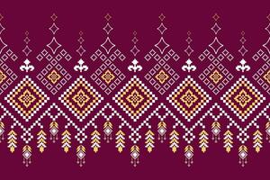 Pink Cross stitch colorful geometric traditional ethnic pattern Ikat seamless pattern border abstract design for fabric print cloth dress carpet curtains and sarong Aztec African Indian Indonesian vector