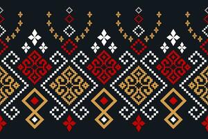 Cross stitch colorful geometric traditional ethnic pattern Ikat seamless pattern abstract design for fabric print cloth dress carpet curtains and sarong Aztec African Indian Indonesian vector