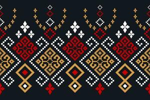 Cross stitch colorful geometric traditional ethnic pattern Ikat seamless pattern abstract design for fabric print cloth dress carpet curtains and sarong Aztec African Indian Indonesian vector