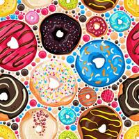 Vector Seamless Pattern with bright and appetizing donuts