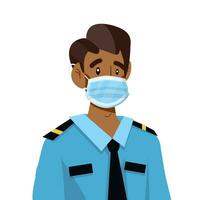 Vector flat illustration of avatar of policeman, customs officer, security control man.