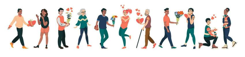 Collection of Vector Illustrations of Romantic couples