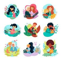 Collection of vector illustrations of happy family