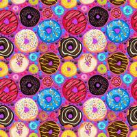 Vector Seamless Pattern with bright and appetizing donuts