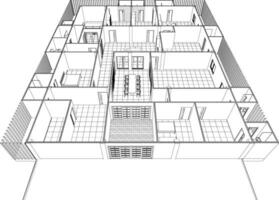 Ilustración 3D del proyecto de construcción vector