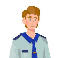 Vector flat illustration of avatar of policeman, customs officer, security control man.