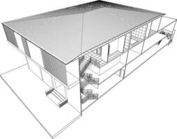 3D illustration of building project vector