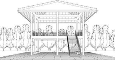 Ilustración 3D del proyecto de construcción vector