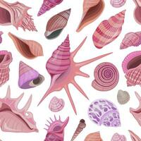 Vector seamless pattern with sea, ocean theme. Wallpaper with colorful seashells and undersea world.