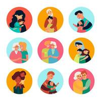 Collection of vector illustrations of happy family