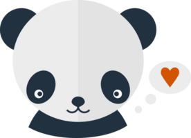 Färg avatar panda huvud i kärlek med hjärta png