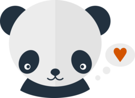 Color avatar panda head in love with heart png