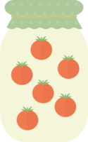 Transparent jar with pickled red tomatoes in flat png