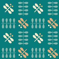 Scandinavian style seamless pattern with flying dragonflies. Minimalist print for tee, paper, fabric, textile. vector