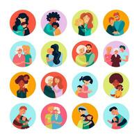 Collection of vector illustrations of happy family