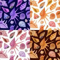 Vector seamless pattern with sea or ocean theme. Wallpapers with colorful seashells, undersea world.