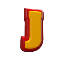 Text A to Z 3d style with color red png