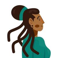 Vector flat illustration of portrait of woman or girl. Avatar of modern female.