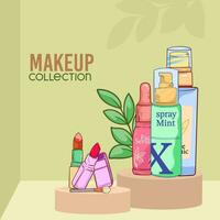 Beauty routine elements, facial brushes and stickers. Spa morning care tools, make up concealer and hair brush. vector