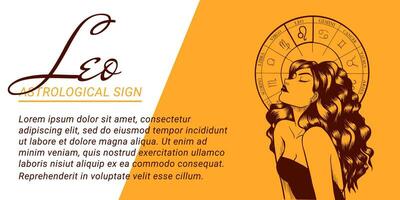 Vector banner or template with beautiful woman. Concepts of zodiac, astrological sign.