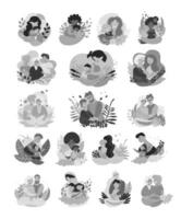 Collection of vector illustrations of happy family