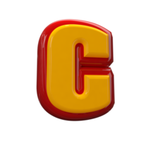 Text A to Z 3d style with color red png