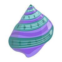 Vector cartoon illustration of colorful seashells on white background.