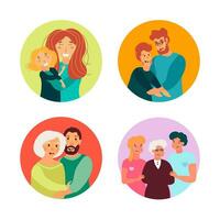 Collection of vector illustrations of happy family