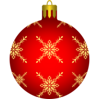 boule de noël rouge avec des flocons de neige. png