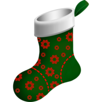 green christmas sock on transparent background. png