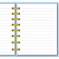 Light Blue Open Notebook with transparent background. png