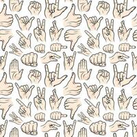 Vector Seamless Patterns with different hand gestures