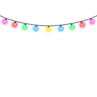 Colorful Christmas Light String on transparent background. png