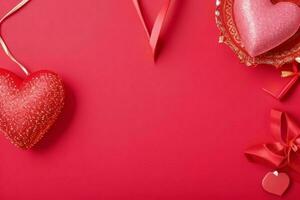 valentine's day decoration background. AI Generative Pro Photo