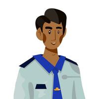 Vector flat illustration of avatar of policeman, customs officer, security control man.