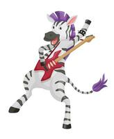 Illustration of a zebra playing a electric guitar vector