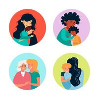 Collection of vector illustrations of happy family