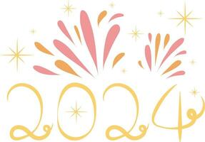 Happy New Year 2024 Illustration Graphic Element Art Card vector