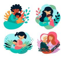 Collection of vector illustrations of happy family