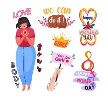 Collection of Stickers of Feminism vector