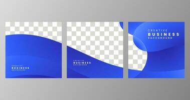 set of square abstract modern blue organic background vector