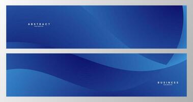 set of banner with abstract blue wave background vector