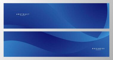 set of banner with abstract blue wave background vector