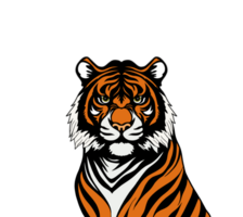 tigre dessin animé, coloré tigre avec éclaboussures de coloré peindre, animal diriger, portrait art coloré abstrait pétrole acrylique La peinture de coloré tigre png